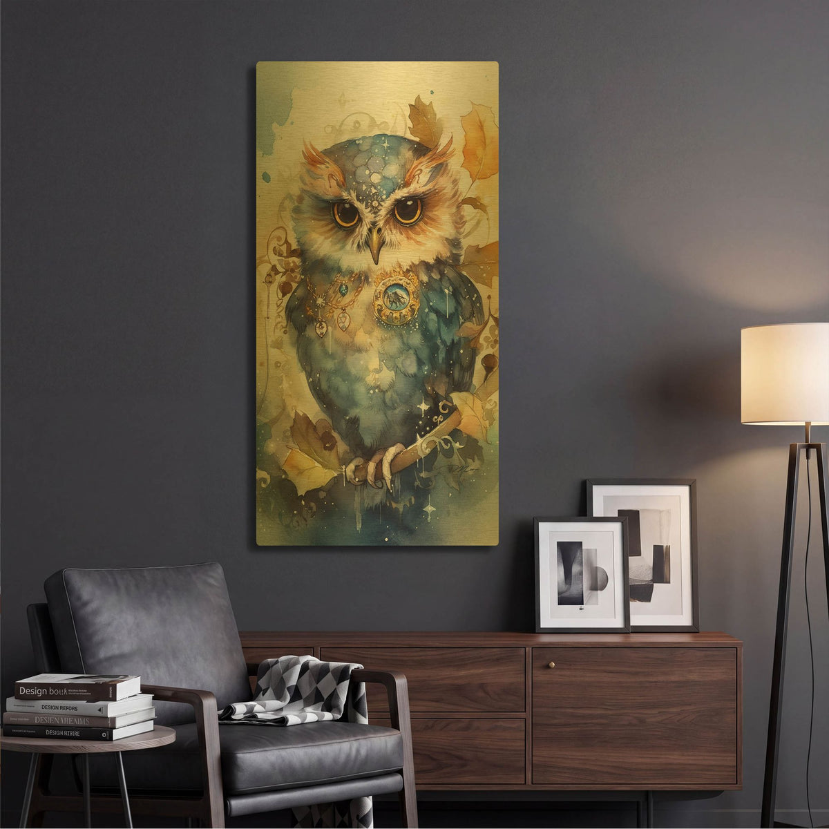 'Treasure-Keepers Owl' By Momart Gold Metal Wall Art