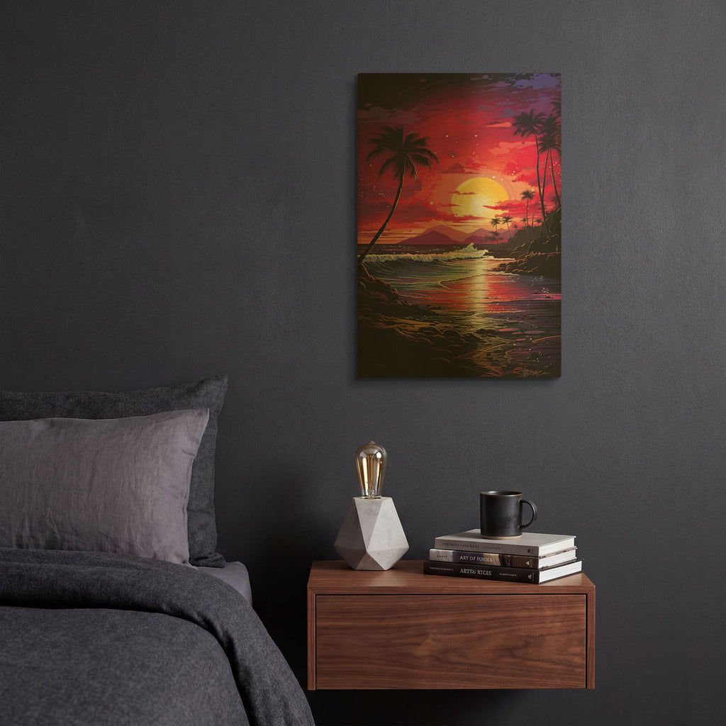 'Tropical Sunset 2' By Momart Gold Metal Wall Art