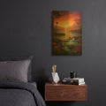 'Tropical Sunset 4' By Momart Gold Metal Wall Art
