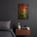 'Tropical Sunset 7' By Momart Gold Metal Wall Art