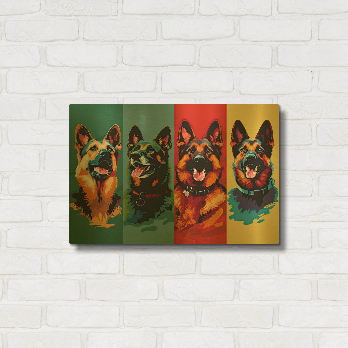'Vertical Poster In German Shepherd' By Momart Gold Metal Wall Art