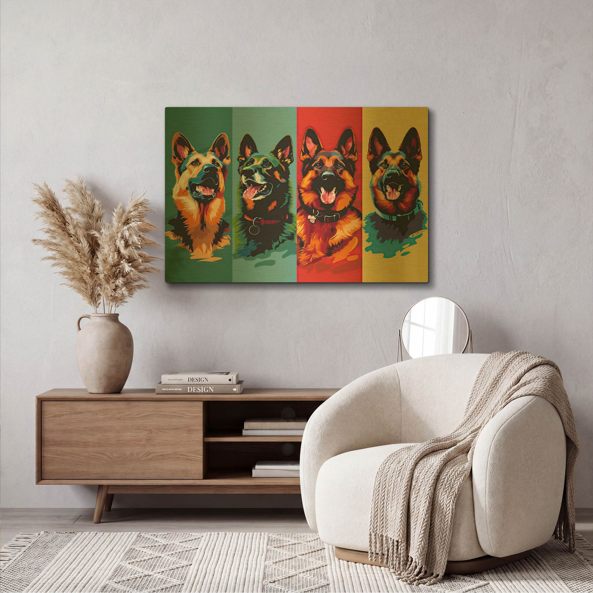 'Vertical Poster In German Shepherd' By Momart Gold Metal Wall Art