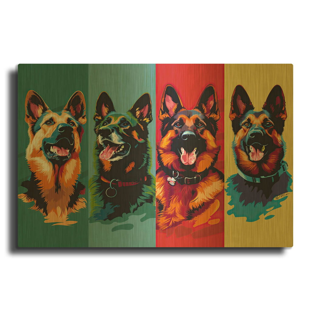 'Vertical Poster In German Shepherd' By Momart Gold Metal Wall Art