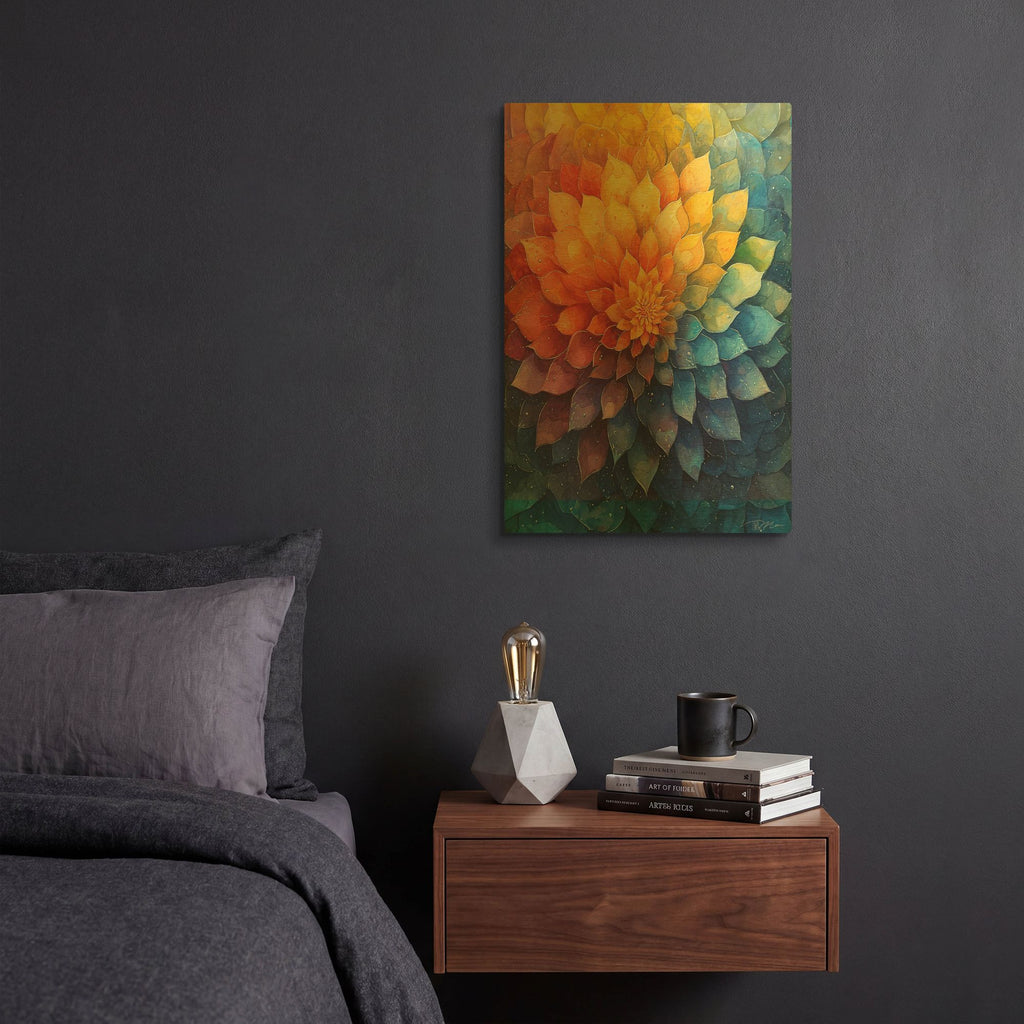'Vibrant Water Color Mandala Flower 2' By Momart Gold Metal Wall Art
