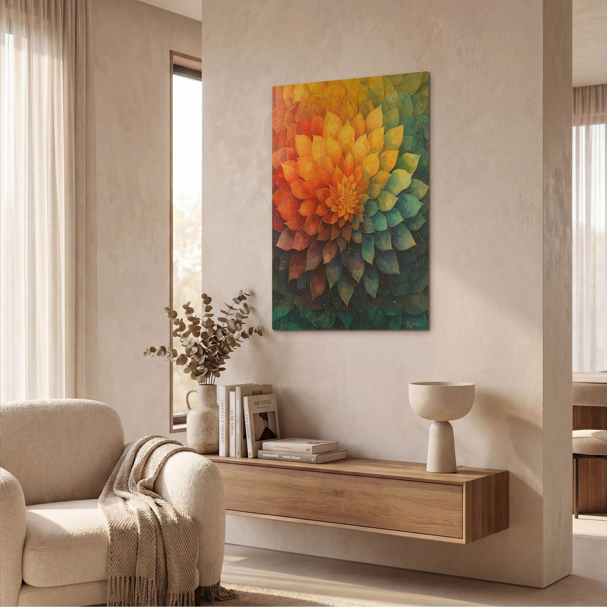 'Vibrant Water Color Mandala Flower 2' By Momart Gold Metal Wall Art