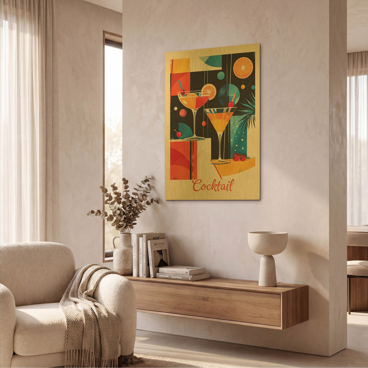 'Vintage Abstract Cocktail Poster 1' By Momart Gold Metal Wall Art