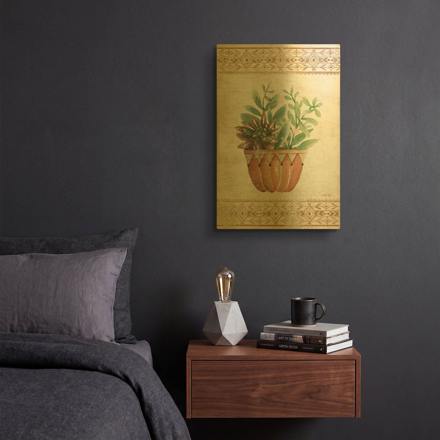 'Southwest Terracotta Succulents I' By Cindy Jacobs Gold Metal Wall Art