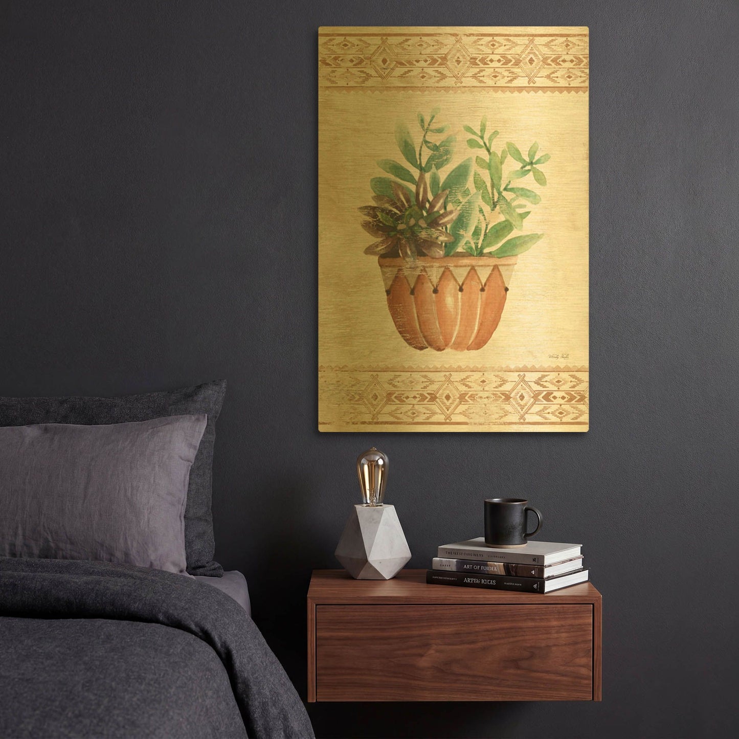 'Southwest Terracotta Succulents I' By Cindy Jacobs Gold Metal Wall Art