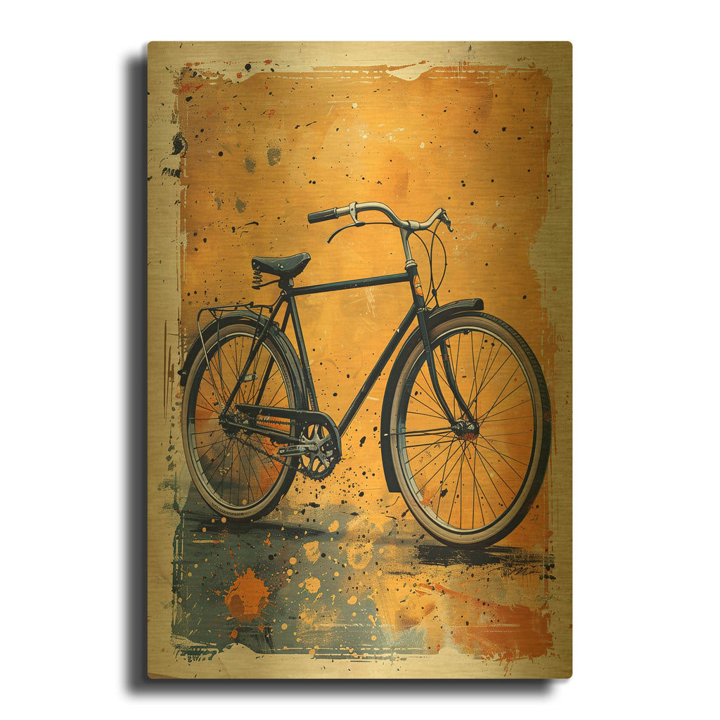 'Vintage Black Bicycle' By Momart Gold Metal Wall Art