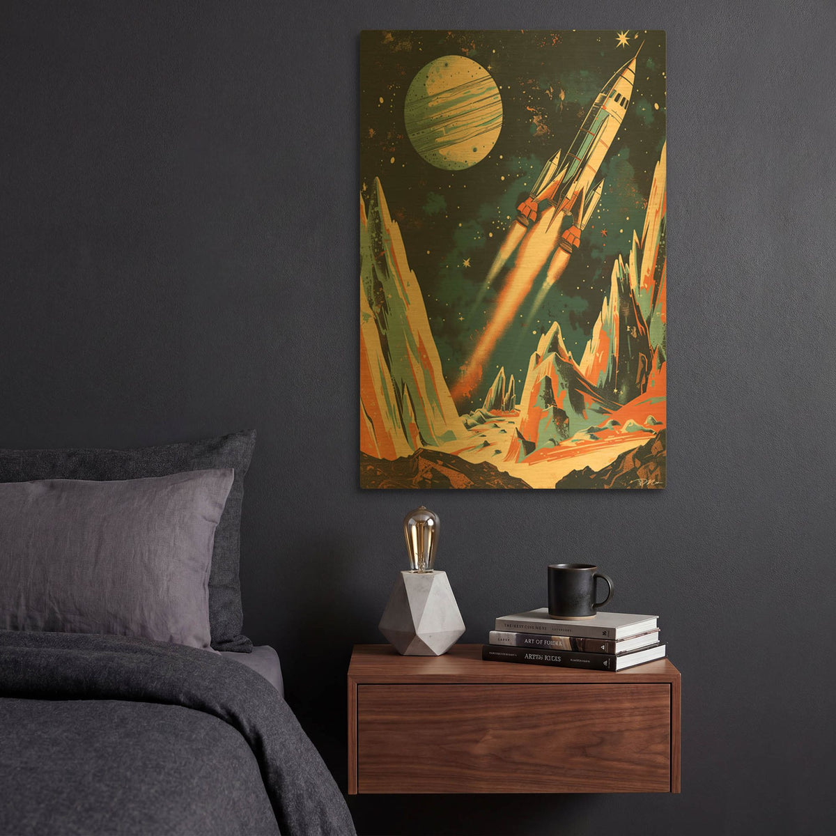 'Vintage Space 1' By Momart Gold Metal Wall Art