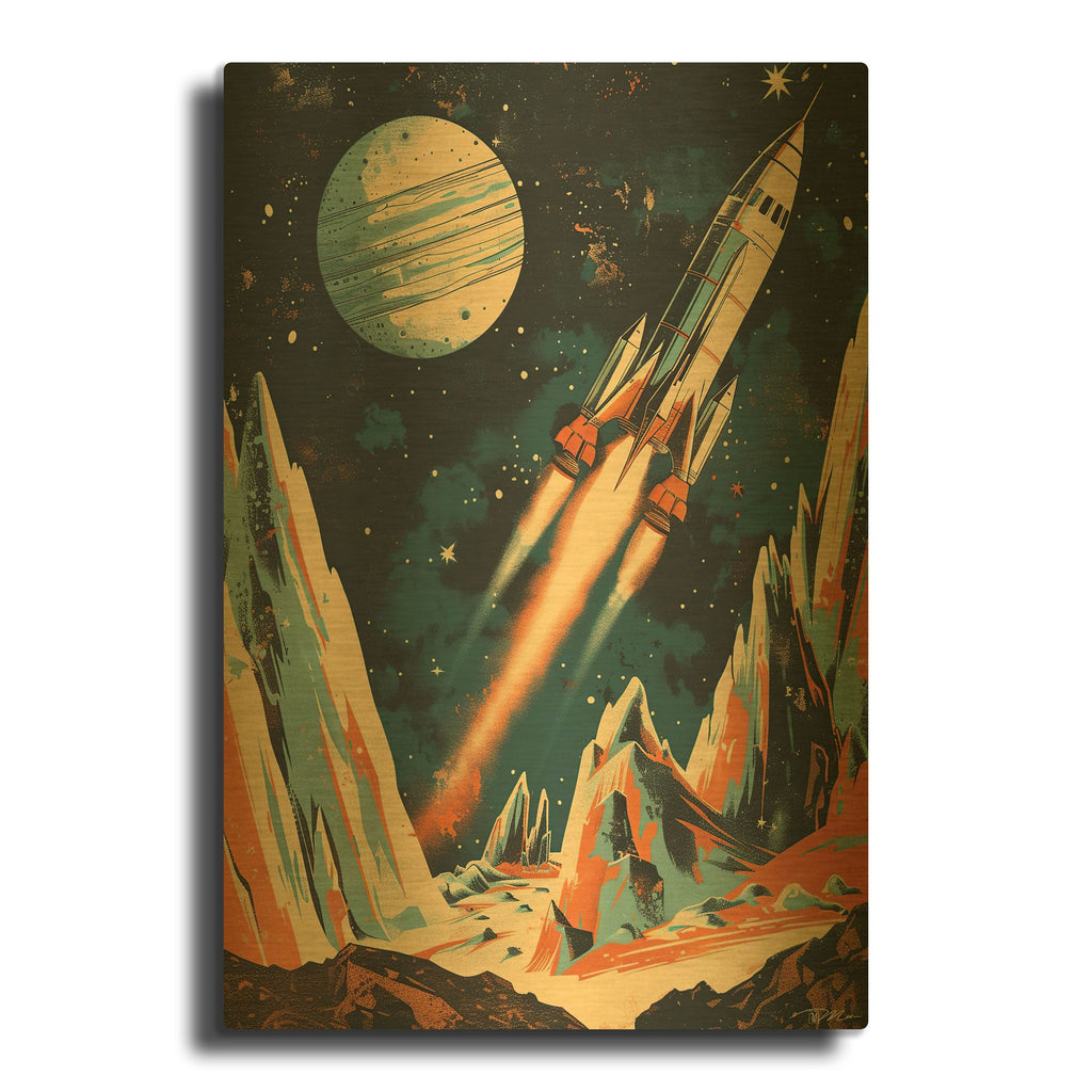 'Vintage Space 1' By Momart Gold Metal Wall Art
