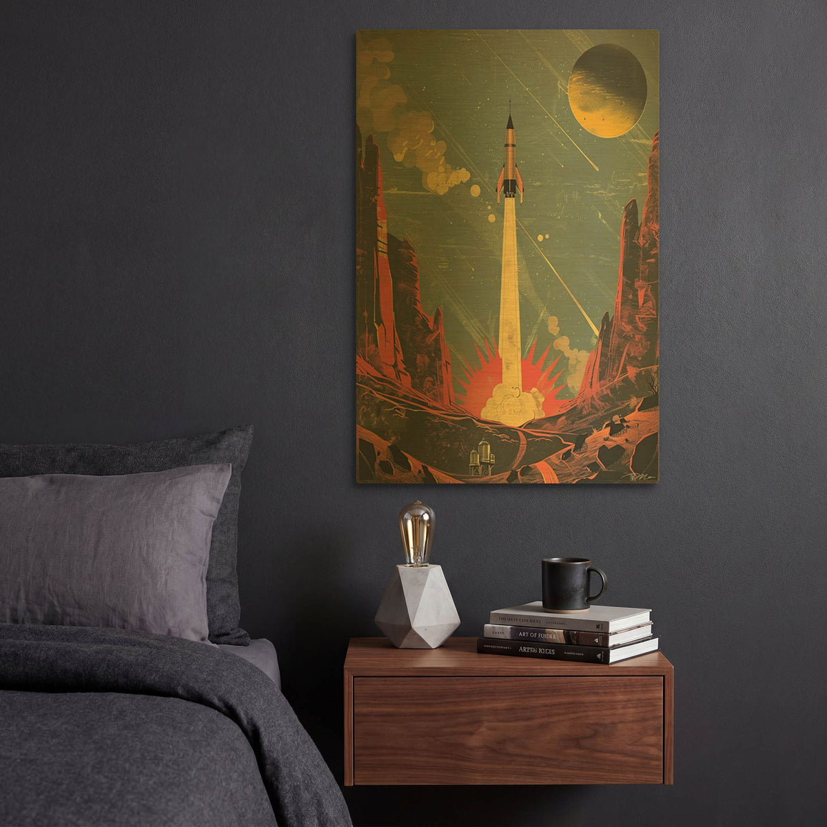 'Vintage Space 2' By Momart Gold Metal Wall Art