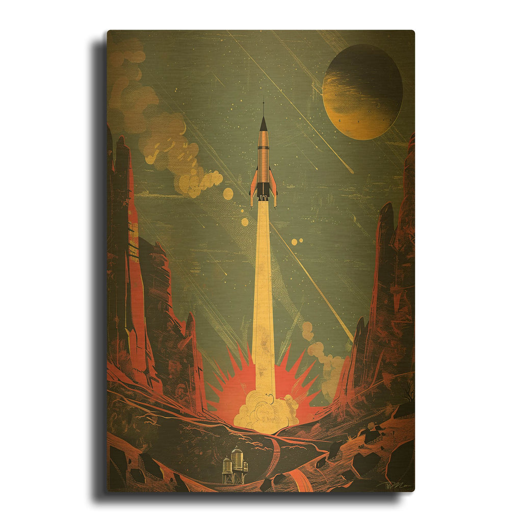 'Vintage Space 2' By Momart Gold Metal Wall Art