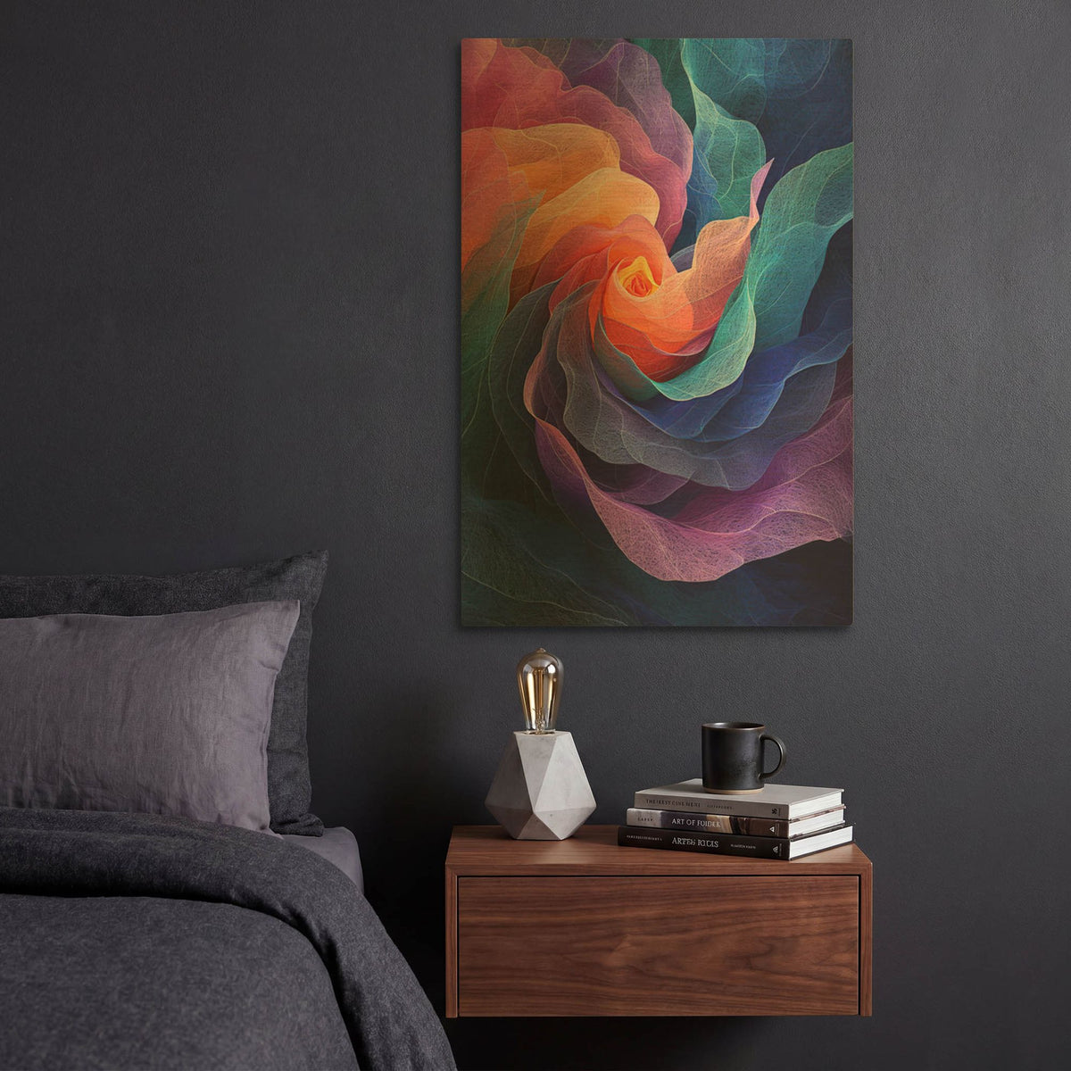 'Vortex Of Colored Petals' By Momart Gold Metal Wall Art