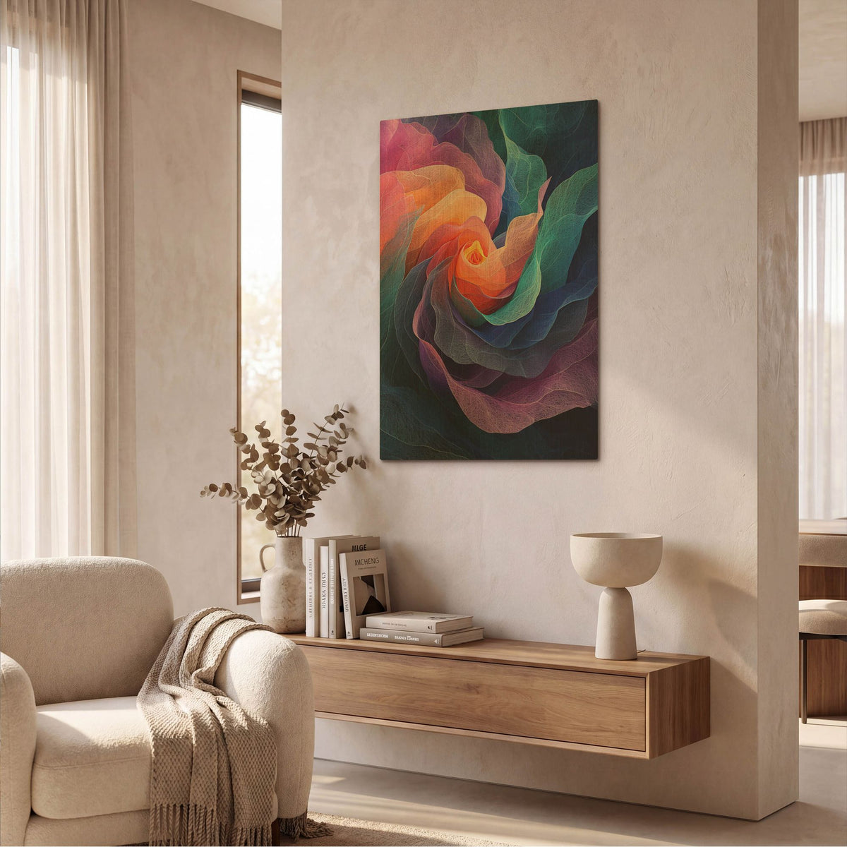 'Vortex Of Colored Petals' By Momart Gold Metal Wall Art