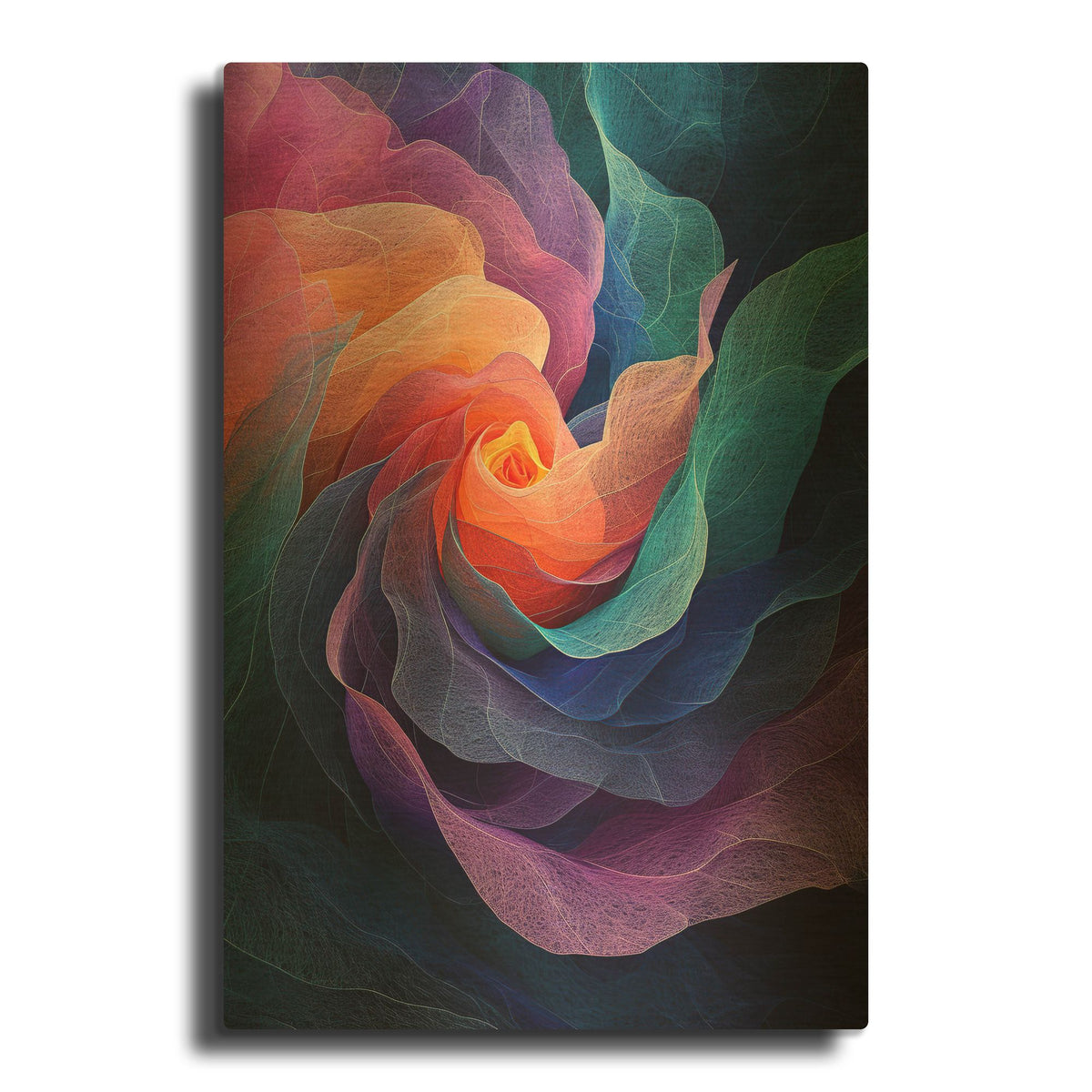 'Vortex Of Colored Petals' By Momart Gold Metal Wall Art