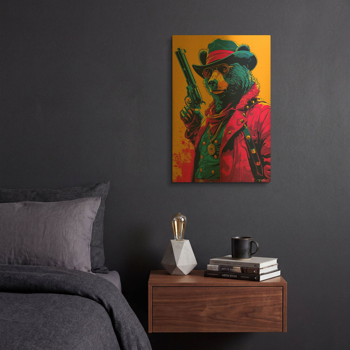 'Western Bear' By Momart Gold Metal Wall Art