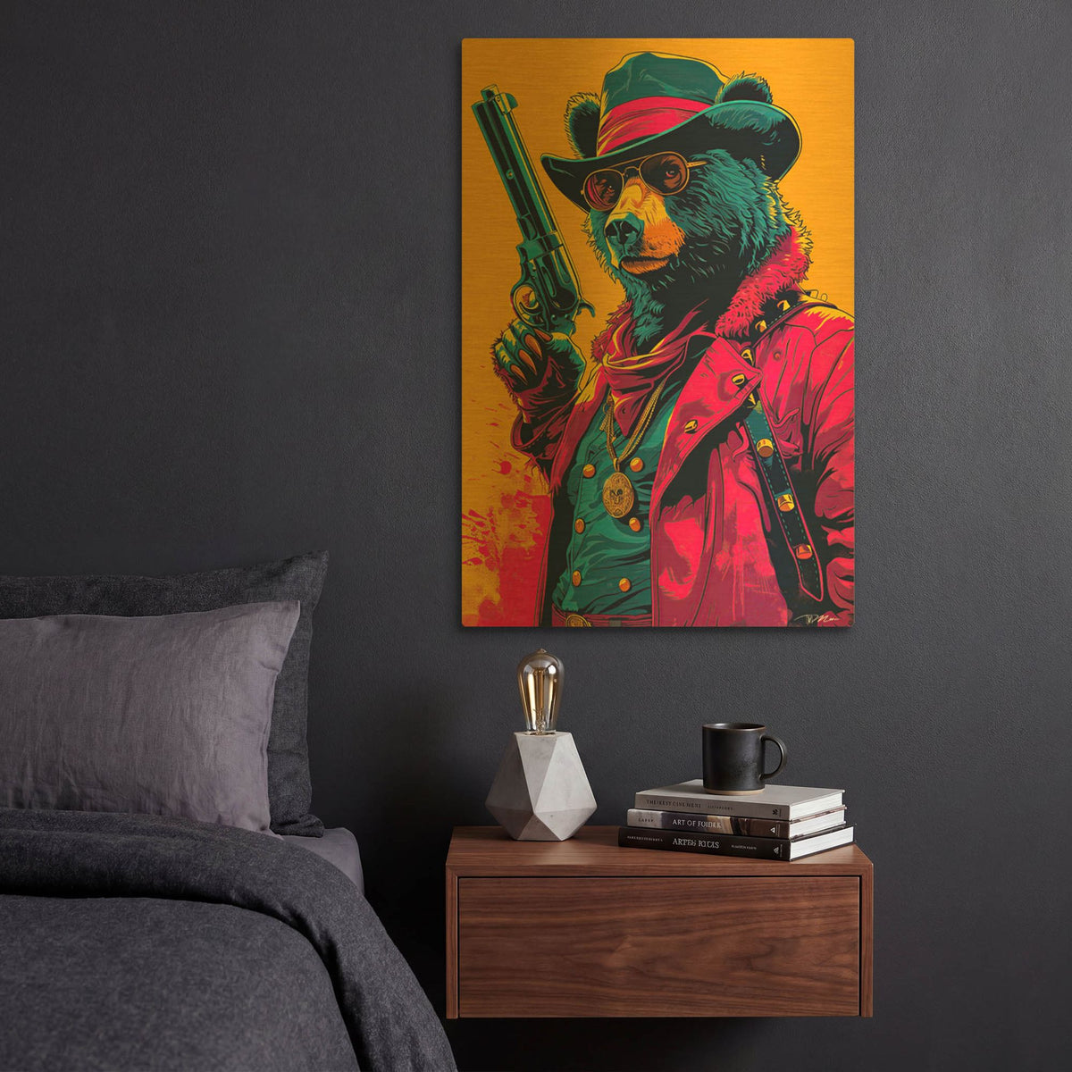 'Western Bear' By Momart Gold Metal Wall Art
