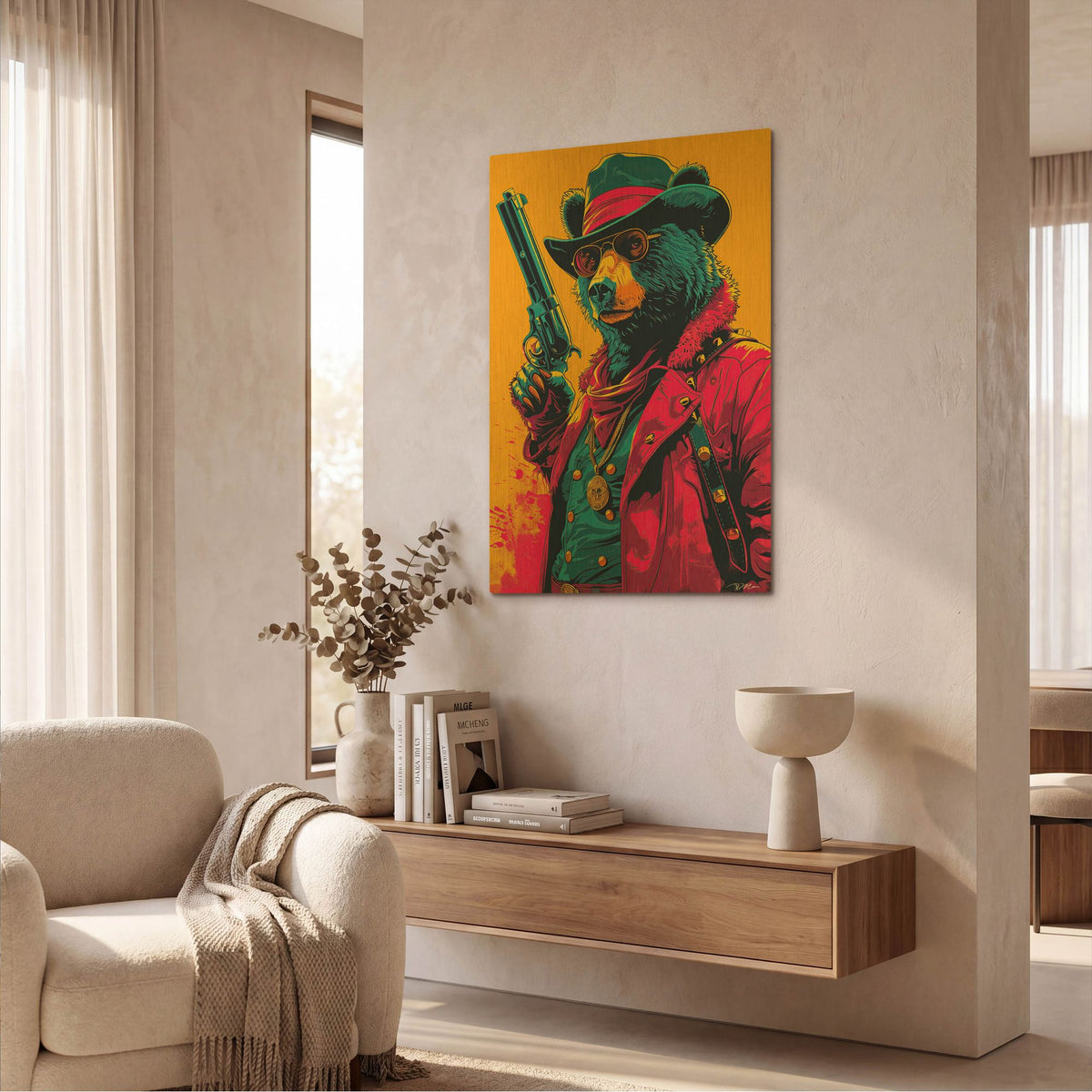 'Western Bear' By Momart Gold Metal Wall Art