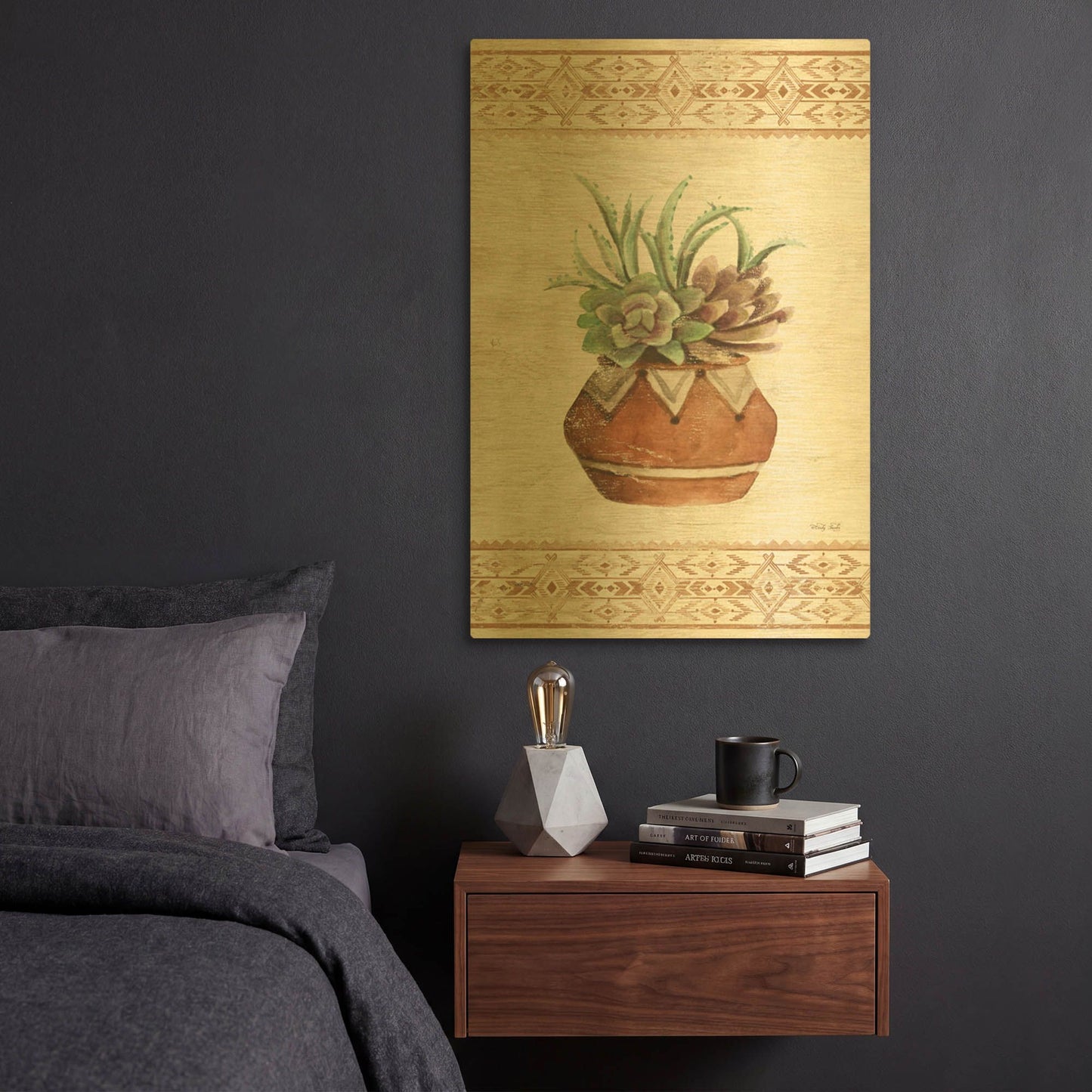 'Southwest Terracotta Succulents II' By Cindy Jacobs Gold Metal Wall Art