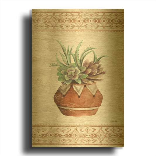 'Southwest Terracotta Succulents II' By Cindy Jacobs Gold Metal Wall Art