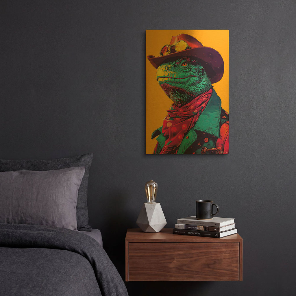 'Western Iguana' By Momart Gold Metal Wall Art