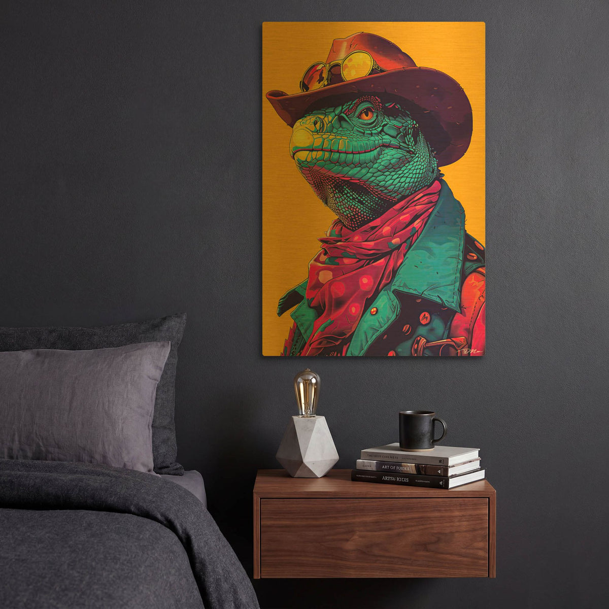 'Western Iguana' By Momart Gold Metal Wall Art