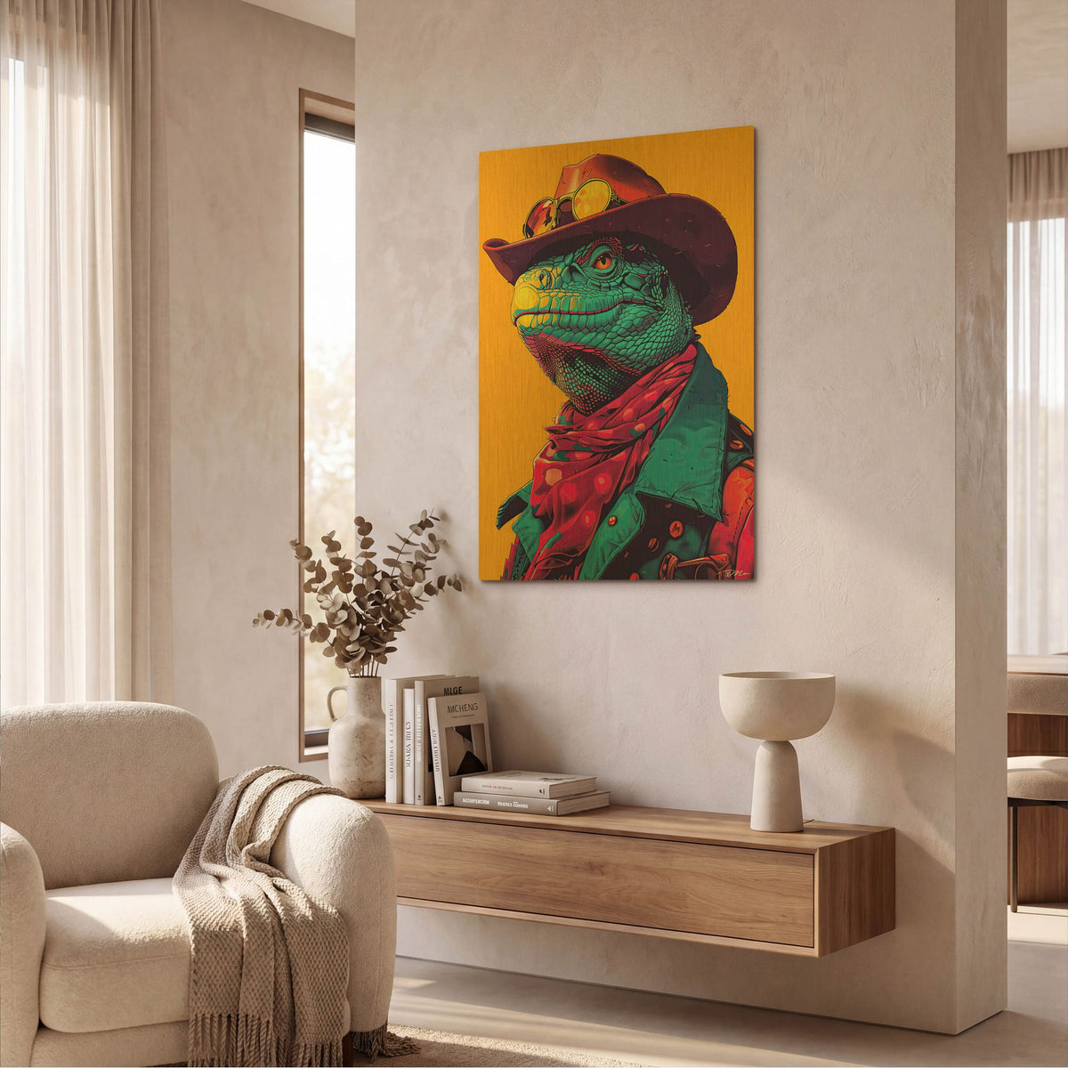 'Western Iguana' By Momart Gold Metal Wall Art