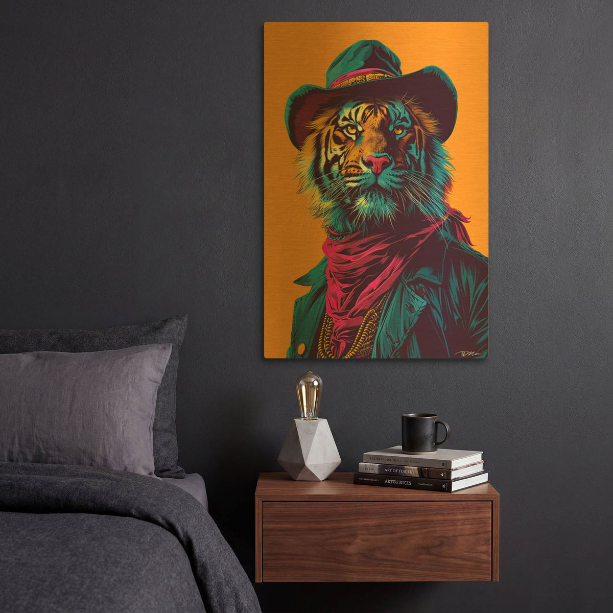 'Western Tiger' By Momart Gold Metal Wall Art