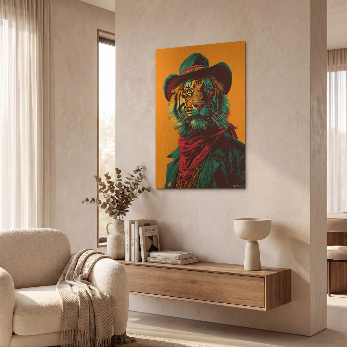 'Western Tiger' By Momart Gold Metal Wall Art