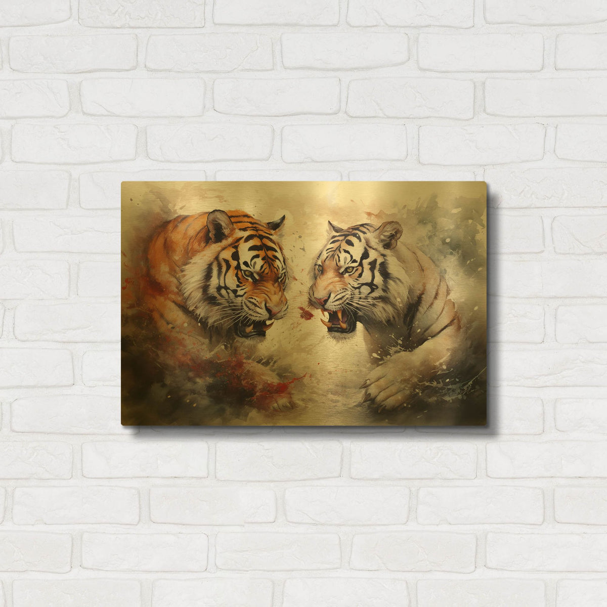 'Wild Life Of Predators In Watercolor 10' By Momart Gold Metal Wall Art