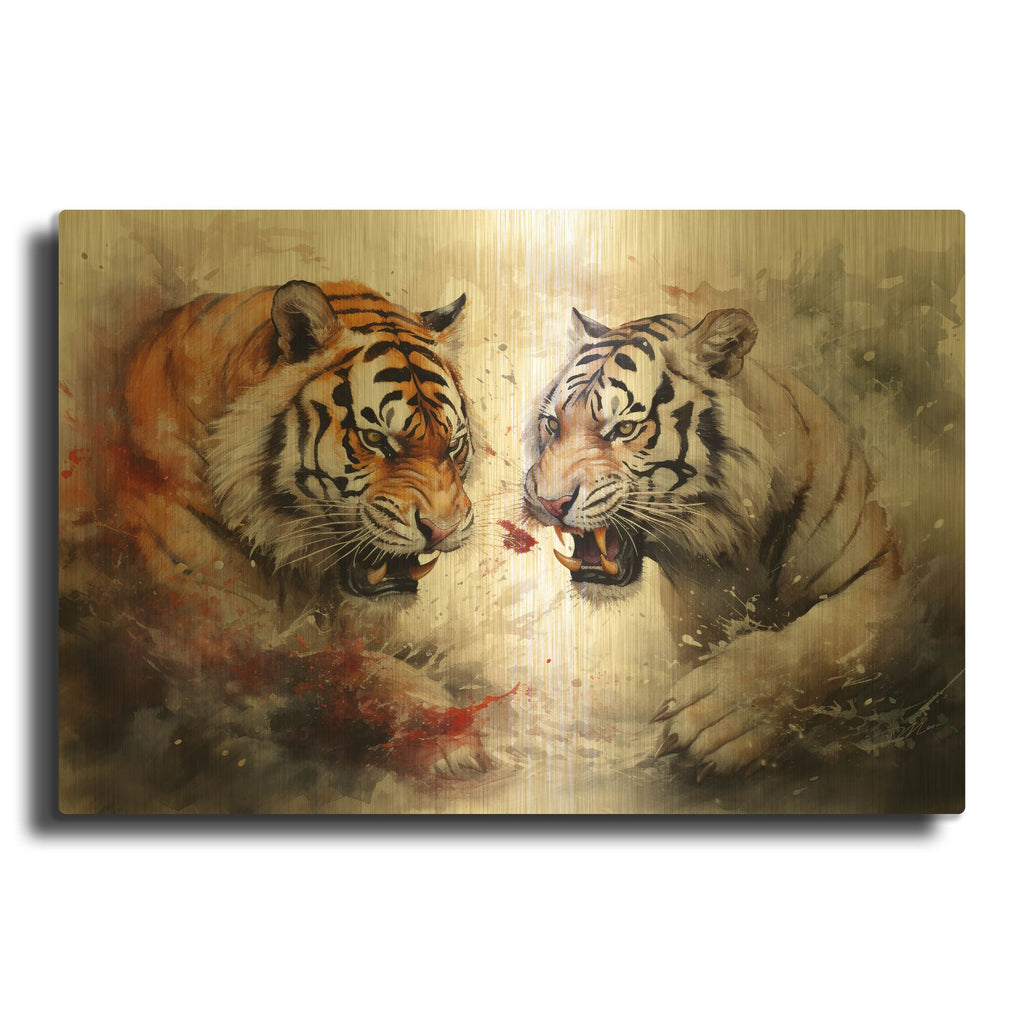 'Wild Life Of Predators In Watercolor 10' By Momart Gold Metal Wall Art