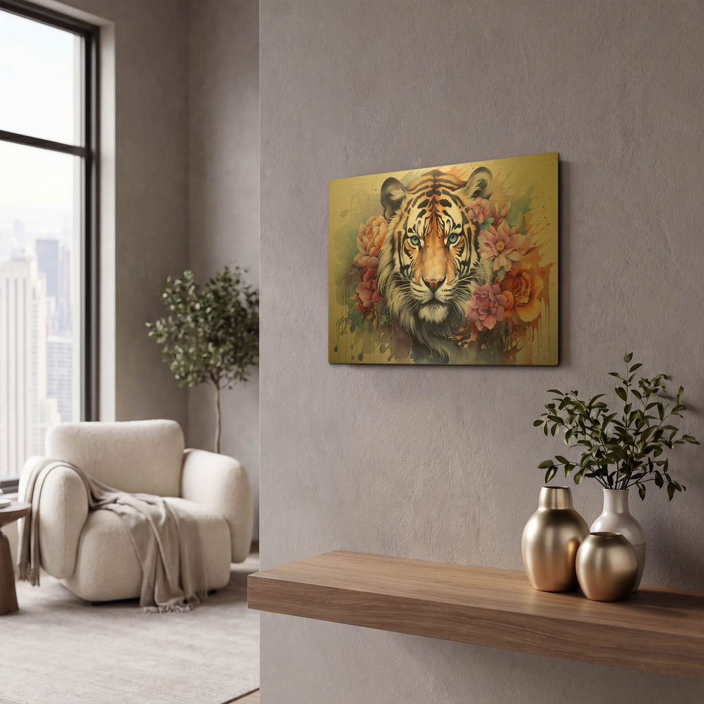 'Wild Life Of Predators In Watercolor 11' By Momart Gold Metal Wall Art