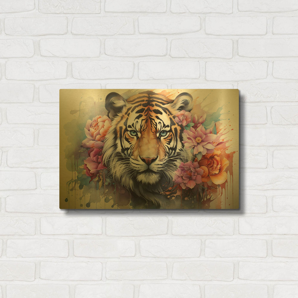 'Wild Life Of Predators In Watercolor 11' By Momart Gold Metal Wall Art