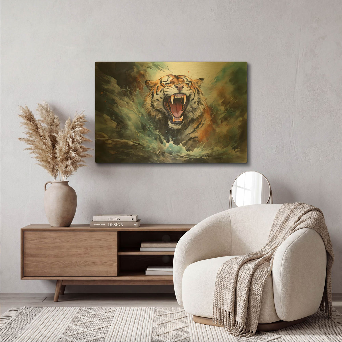 'Wild Life Of Predators In Watercolor 1' By Momart Gold Metal Wall Art