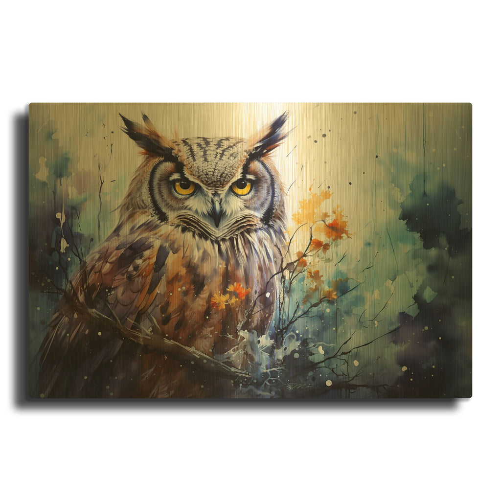'Wild Life Of Predators In Watercolor 2' By Momart Gold Metal Wall Art