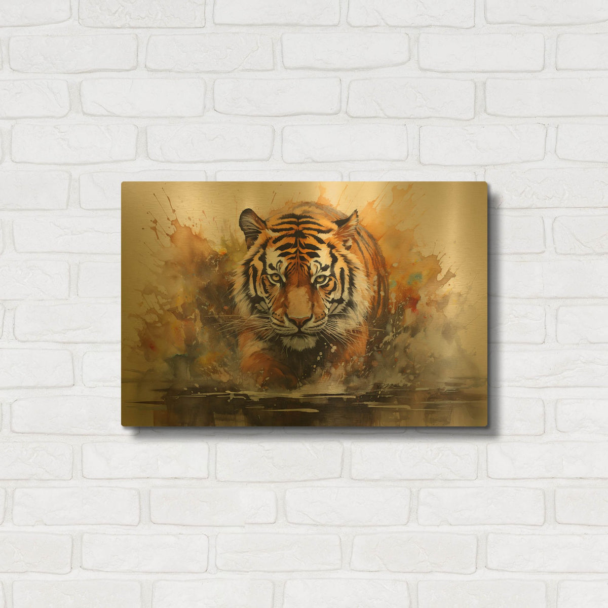'Wild Life Of Predators In Watercolor 3' By Momart Gold Metal Wall Art