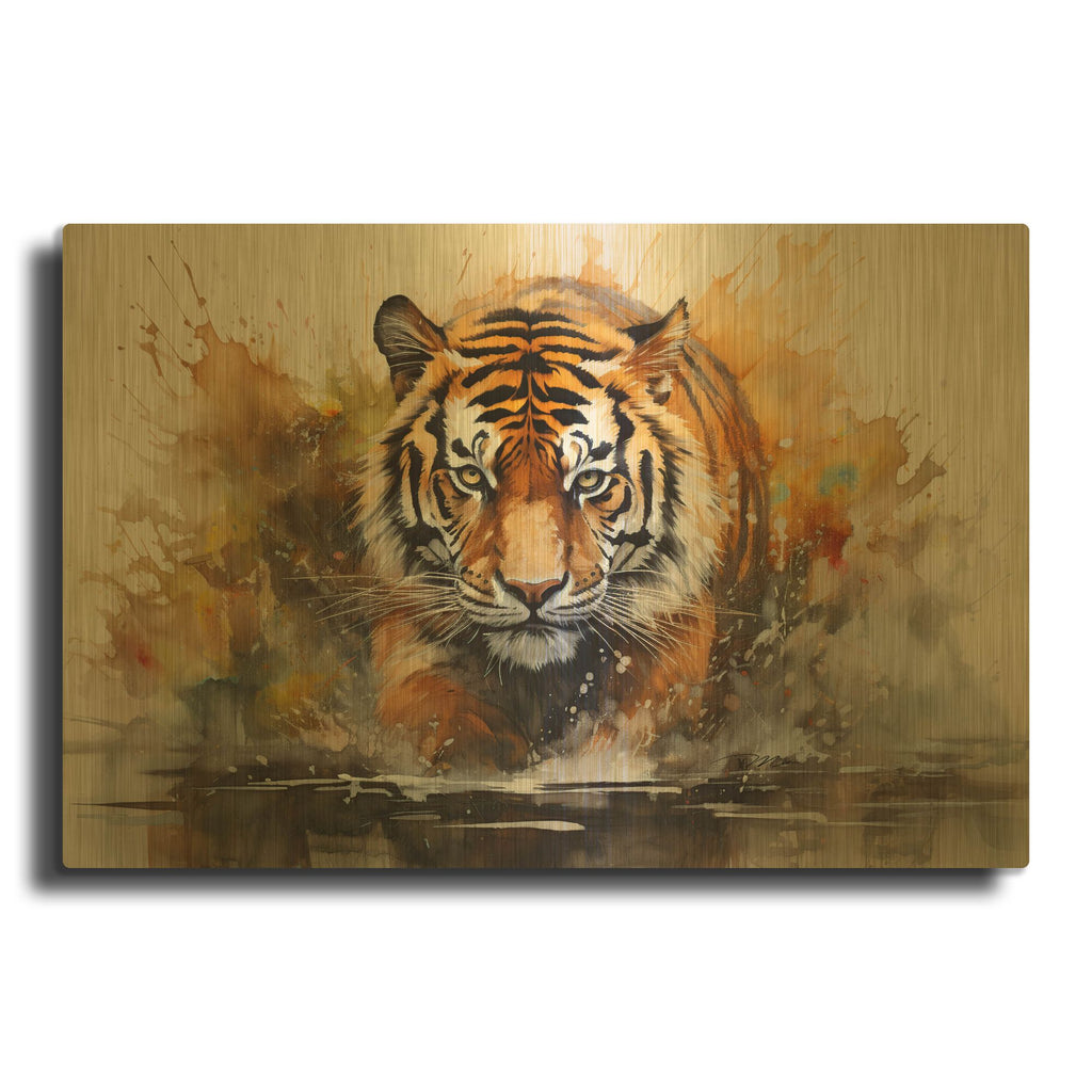 'Wild Life Of Predators In Watercolor 3' By Momart Gold Metal Wall Art
