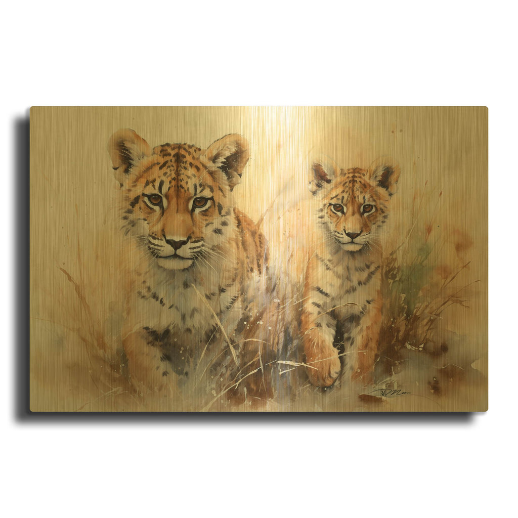 'Wild Life Of Predators In Watercolor 4' By Momart Gold Metal Wall Art