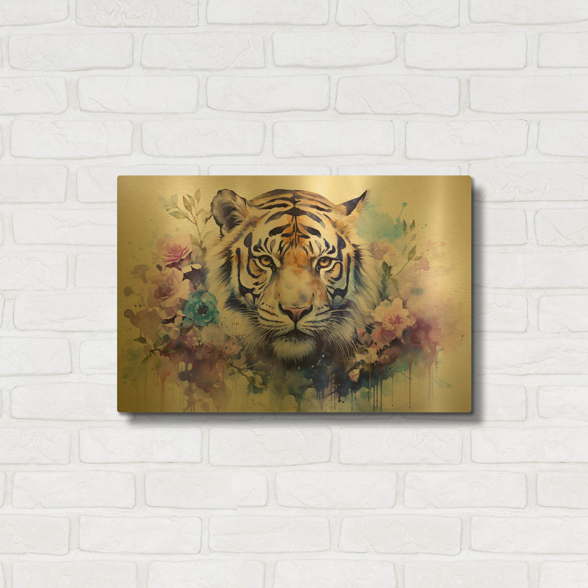'Wild Life Of Predators In Watercolor 5' By Momart Gold Metal Wall Art