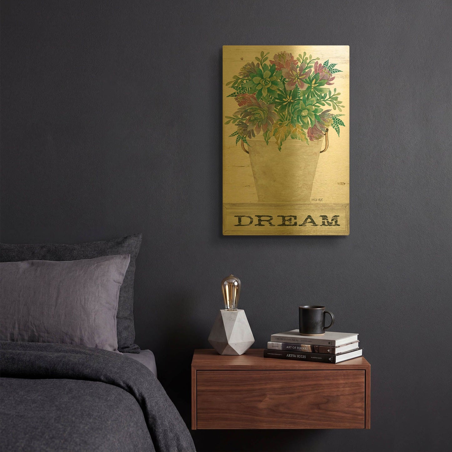 'Dream Succulents' By Cindy Jacobs Gold Metal Wall Art