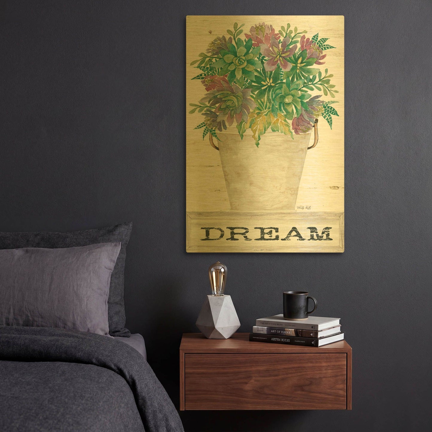 'Dream Succulents' By Cindy Jacobs Gold Metal Wall Art