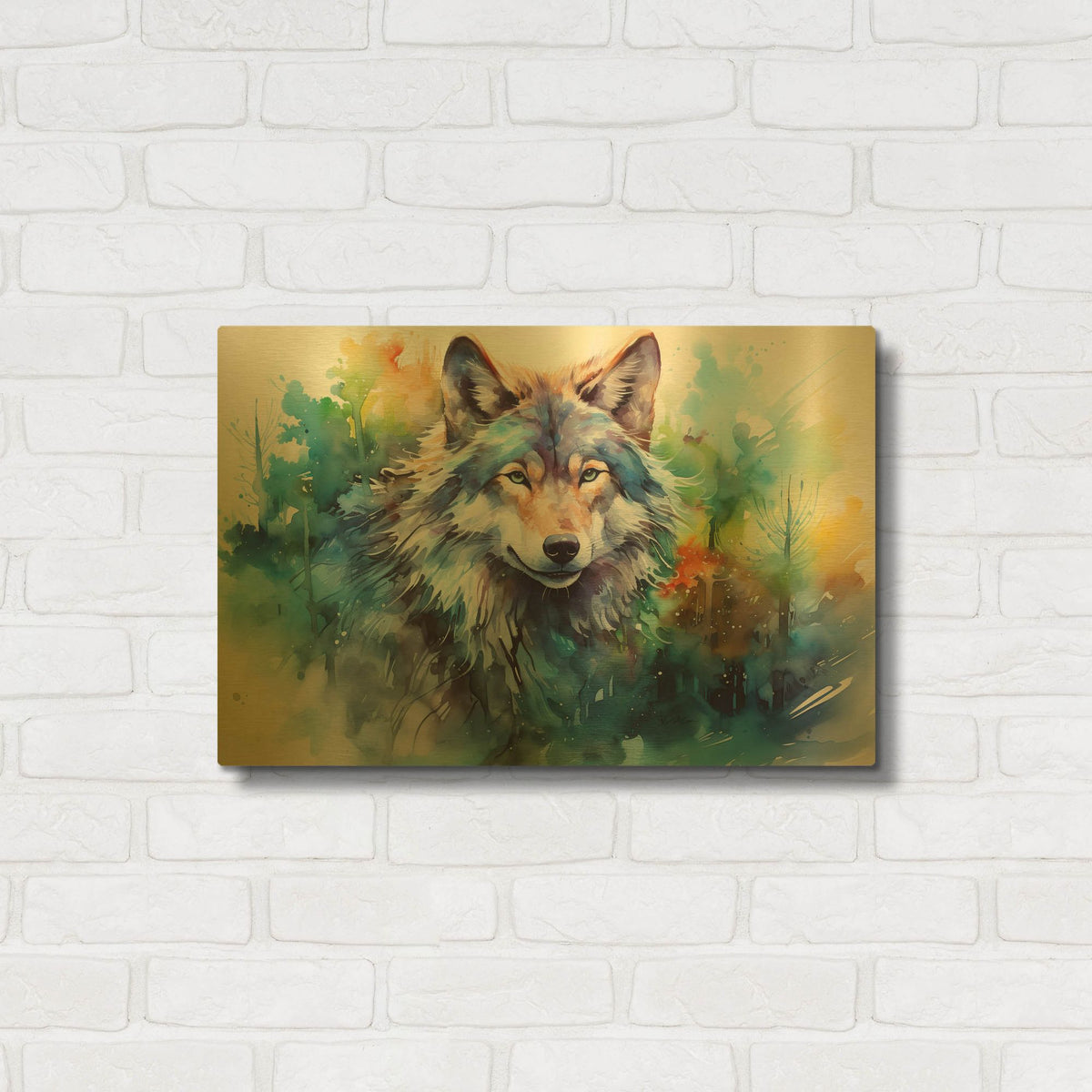 'Wild Life Of Predators In Watercolor 6' By Momart Gold Metal Wall Art