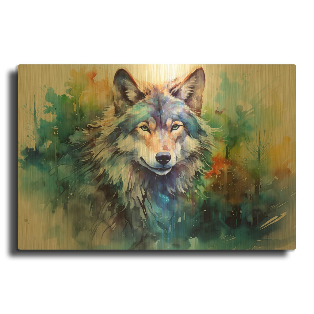 'Wild Life Of Predators In Watercolor 6' By Momart Gold Metal Wall Art