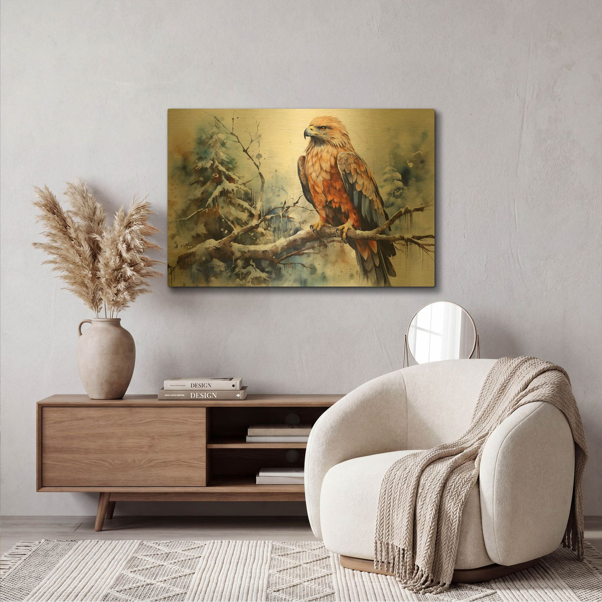 'Wild Life Of Predators In Watercolor 7' By Momart Gold Metal Wall Art