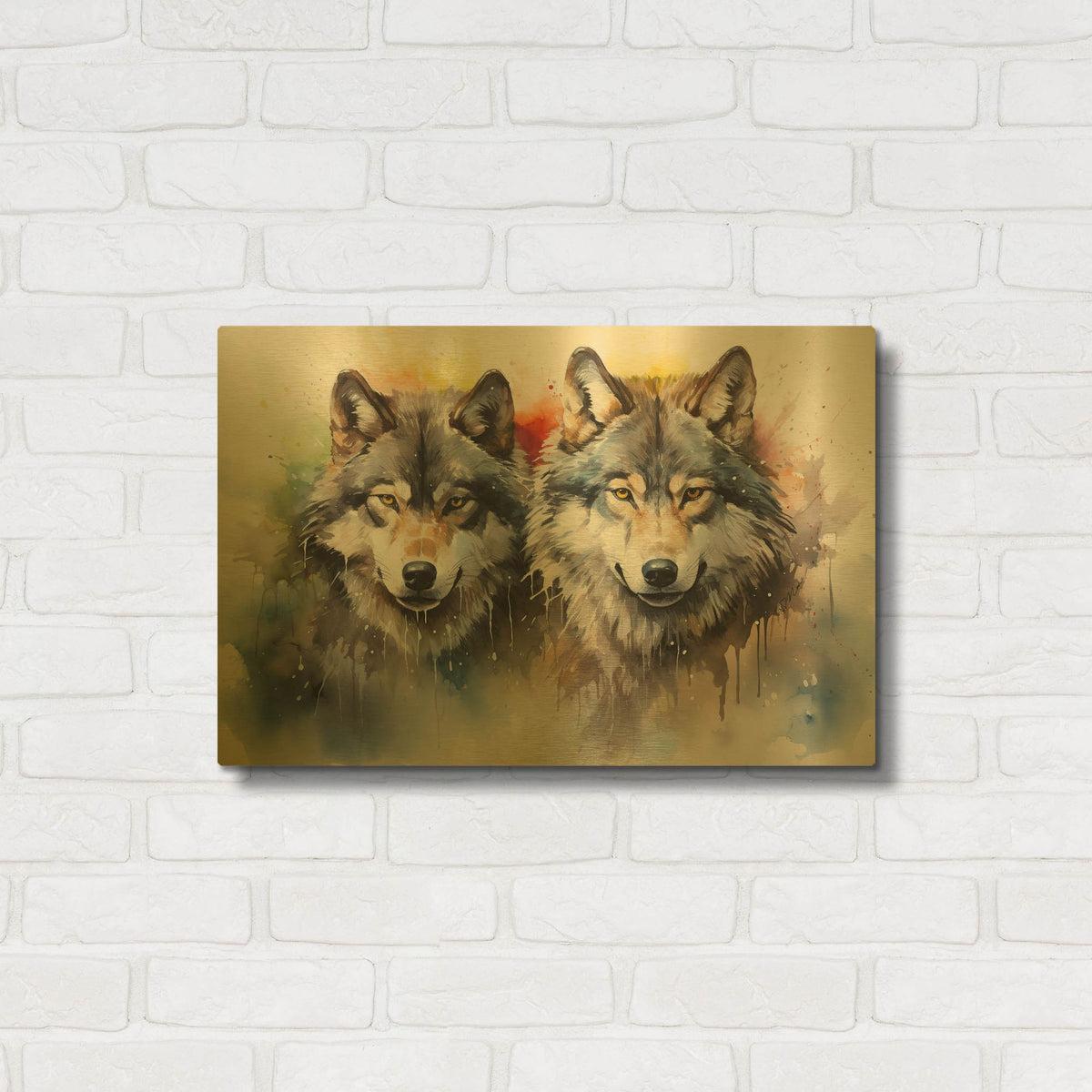 'Wild Life Of Predators In Watercolor 8' By Momart Gold Metal Wall Art
