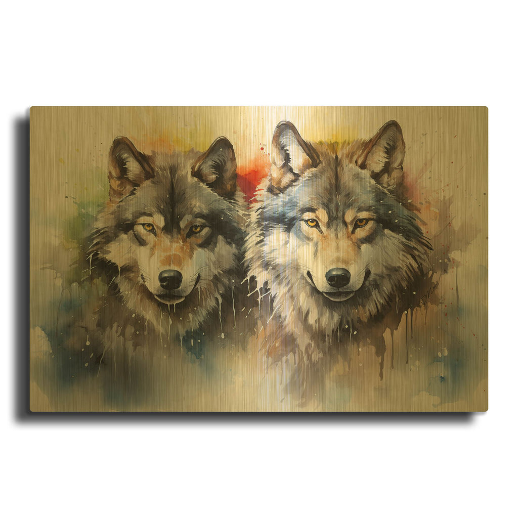 'Wild Life Of Predators In Watercolor 8' By Momart Gold Metal Wall Art