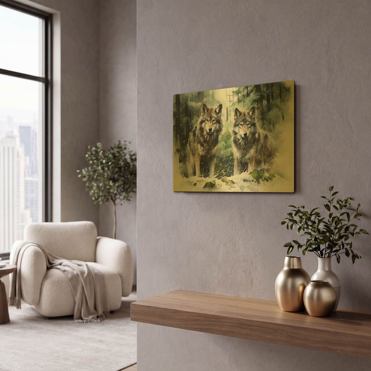 'Wild Life Of Predators In Watercolor 9' By Momart Gold Metal Wall Art
