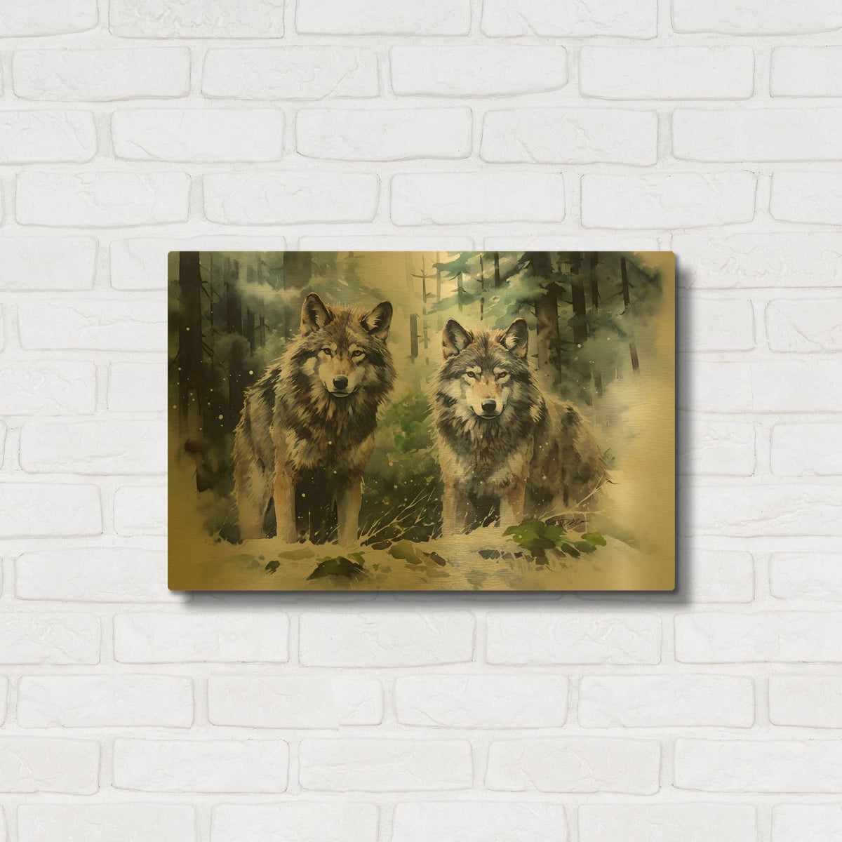 'Wild Life Of Predators In Watercolor 9' By Momart Gold Metal Wall Art
