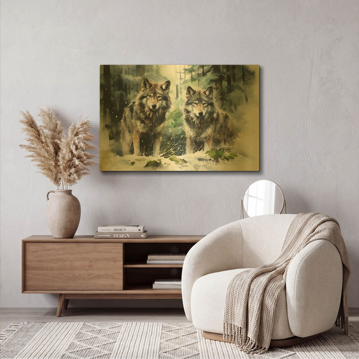 'Wild Life Of Predators In Watercolor 9' By Momart Gold Metal Wall Art